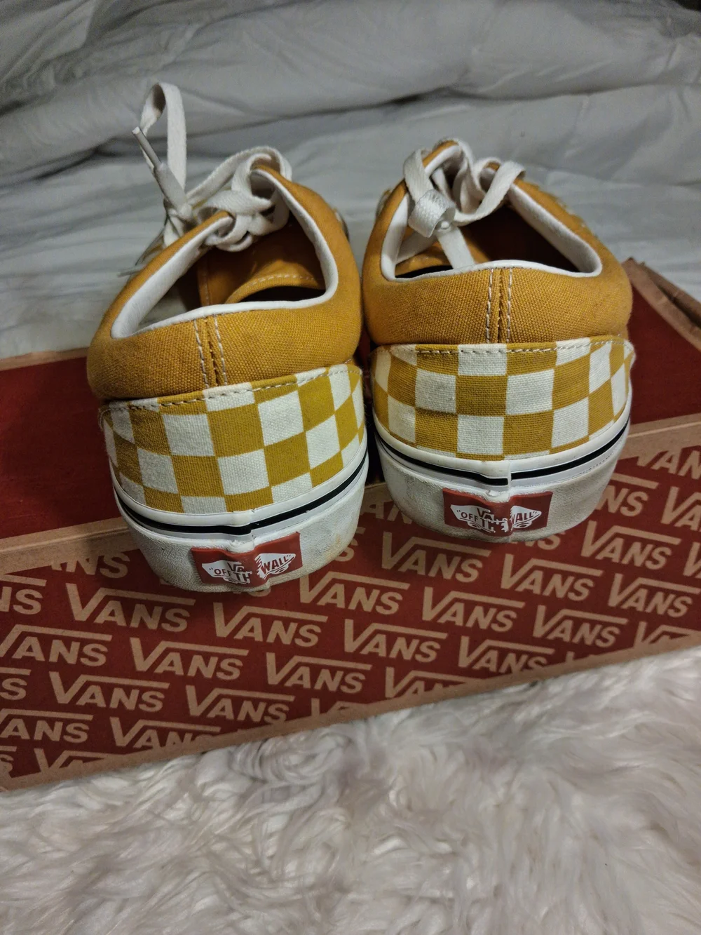 Vans Checkerboard Sneakers in Yellow and White